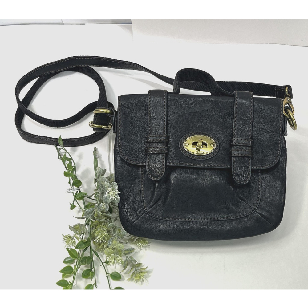 Fossil Crossbody Satchel Bag Womens Small Leather Turnlock Flap‎ Purse ZB5058